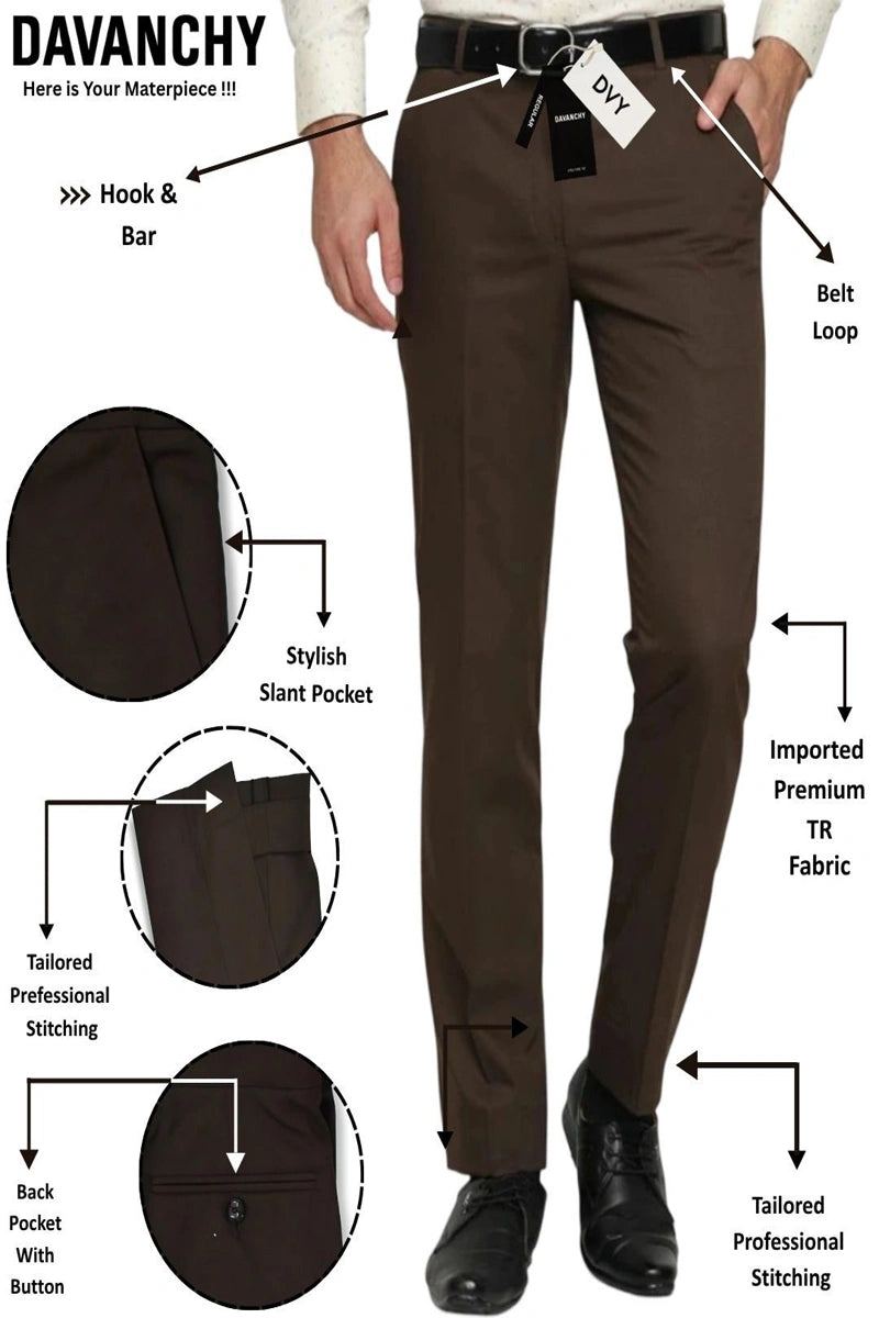Men Brown Regular Fit Formal Trouser