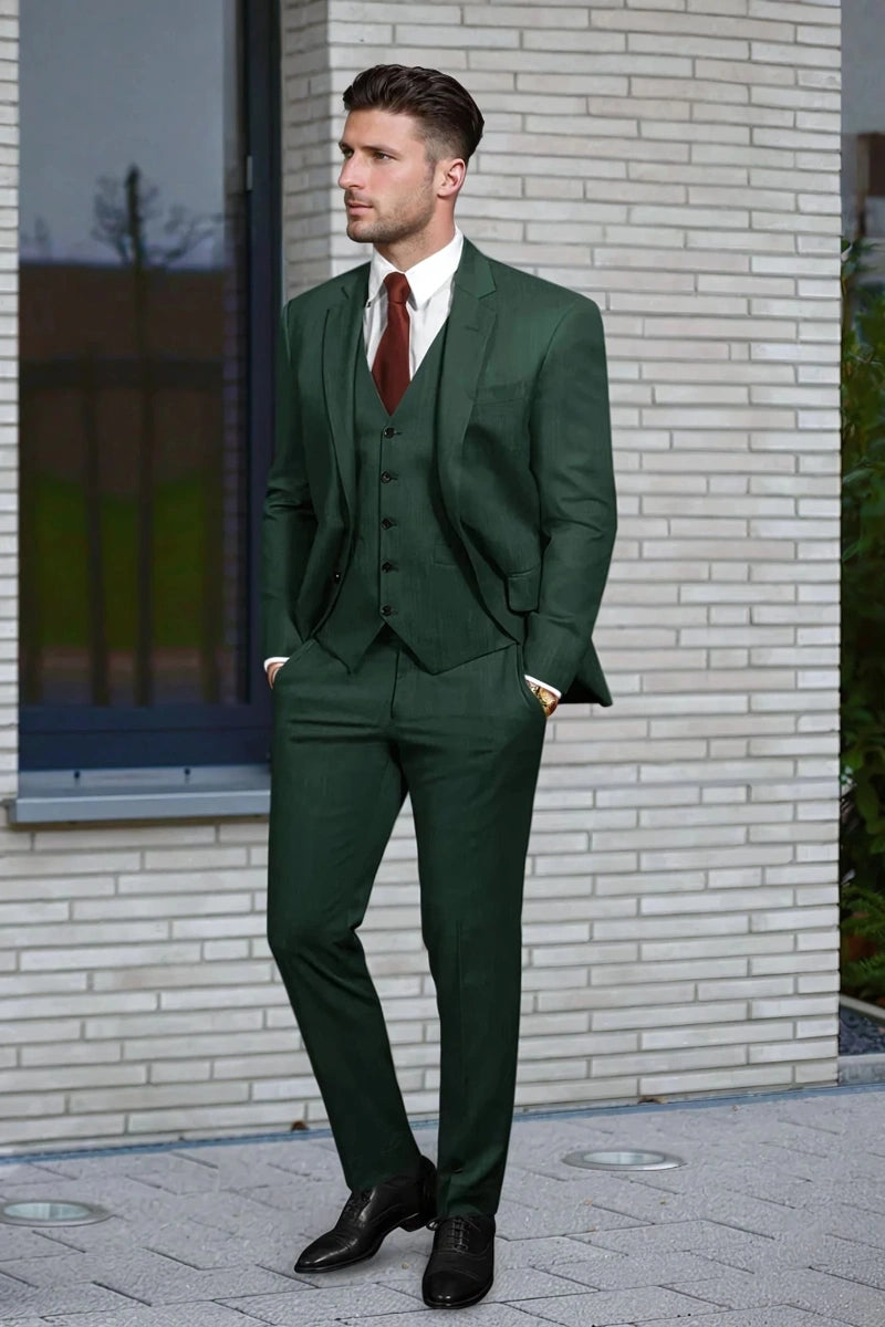 Emerald Green Three-Piece Formal Suit For Men