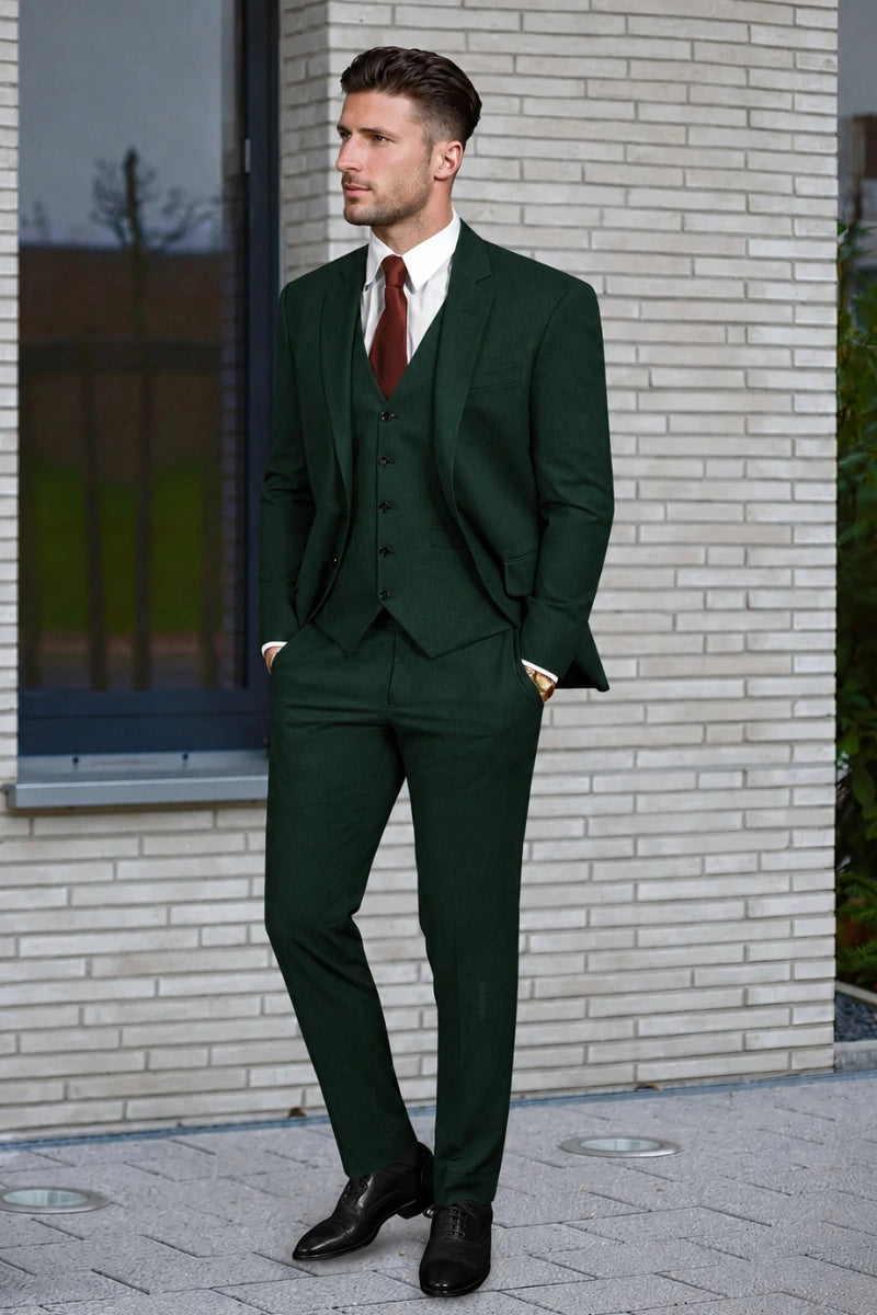 Emerald Green Three-Piece Formal Suit For Men