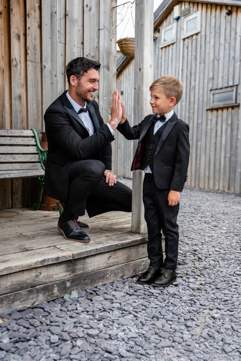 Father Son Duo Suit Black Tuxedo Three Piece Suit Matching Outfit – DAVANCHY