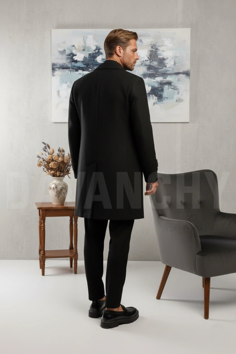 Classic long coat winter outerwear-back