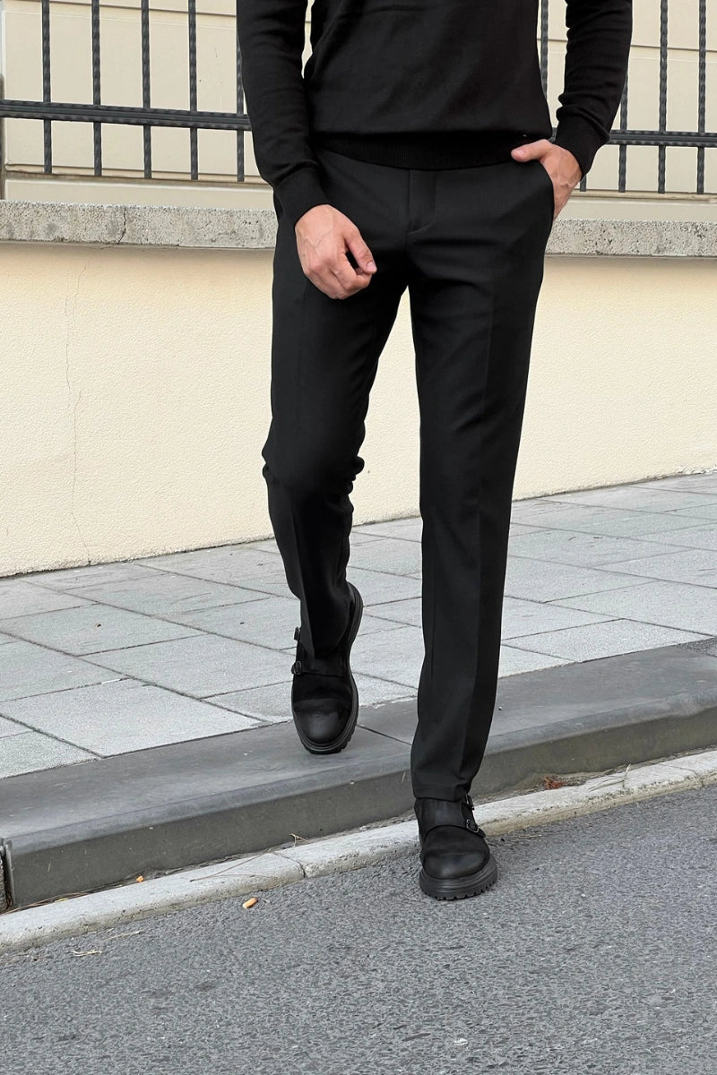 Men Black Slim Fit Formal Business Pant