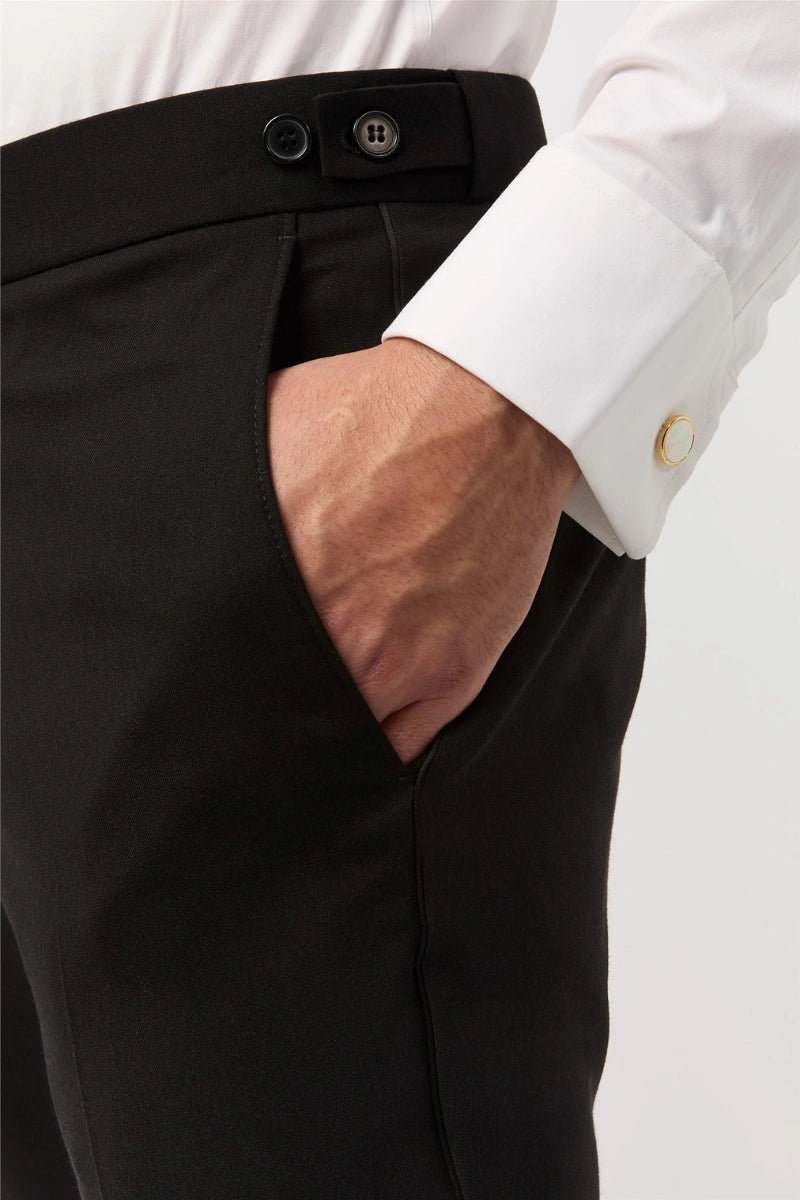 men black formal trousers featuring two front and two back pockets
