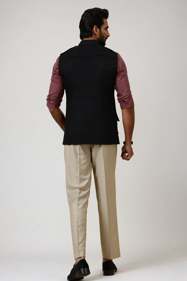 Men’s formal black tweed jacket for political meetings and festive events