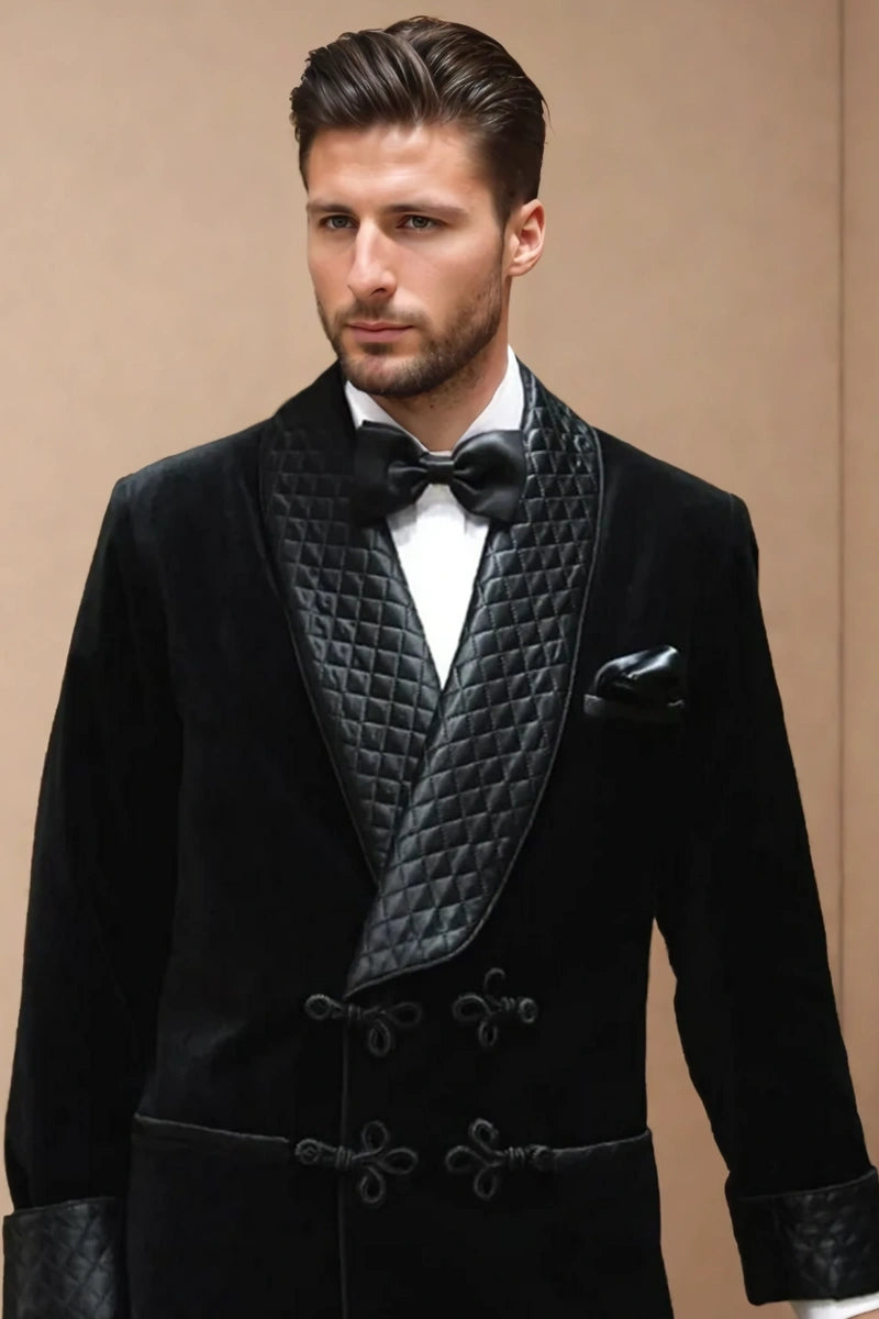 Luxury designer smoking coat for men with frog closure