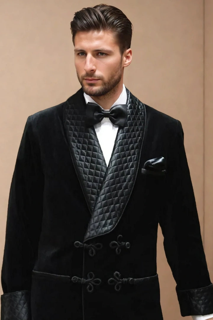 Luxury designer smoking coat for men with frog closure