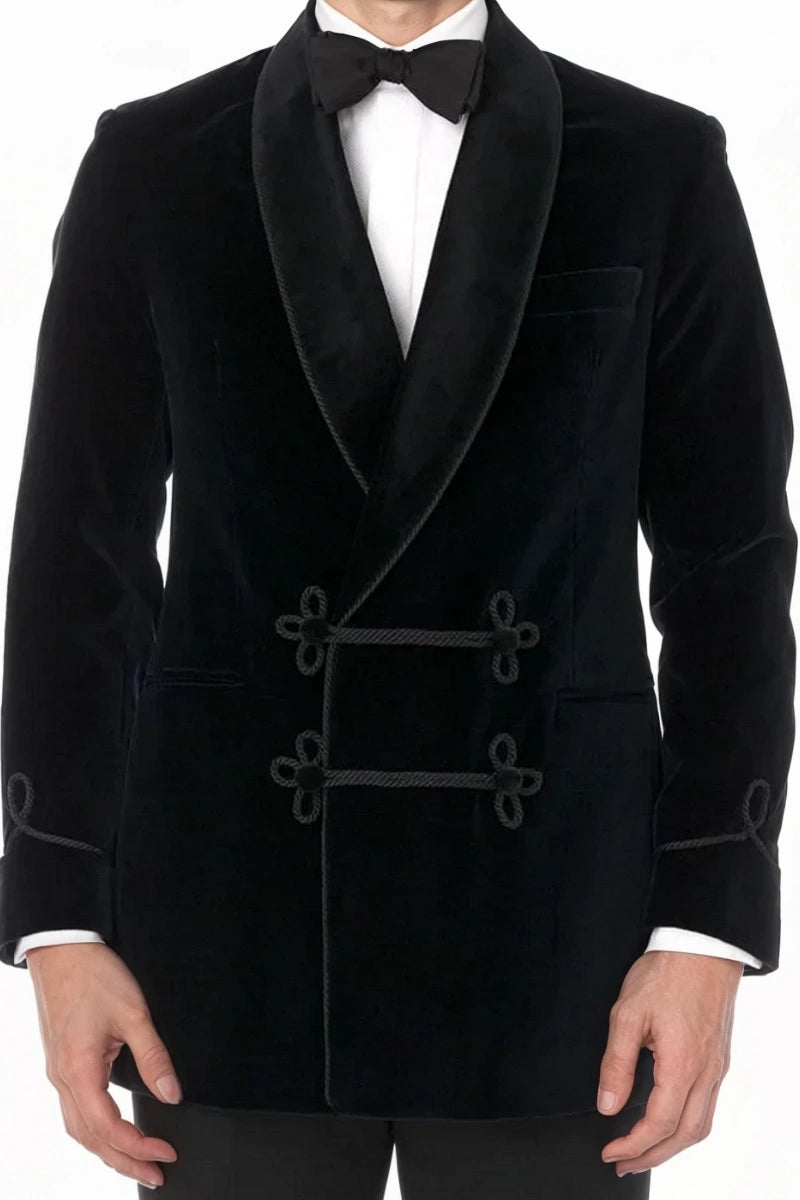Stylish men’s velvet jacket with shawl lapel