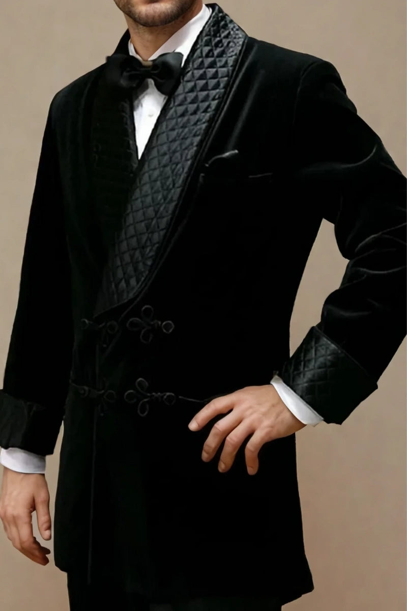 Premium velvet smoking jacket with turn-up cuffs