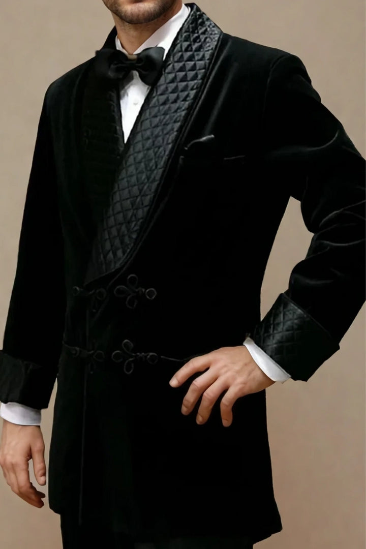 Premium velvet smoking jacket with turn-up cuffs
