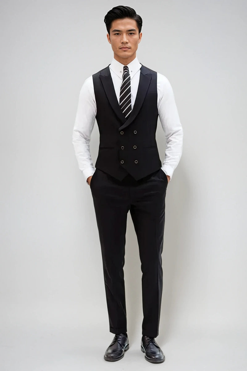 Men Black Wedding Wear Waistcoat Pant Formal Waistcoat Pant
