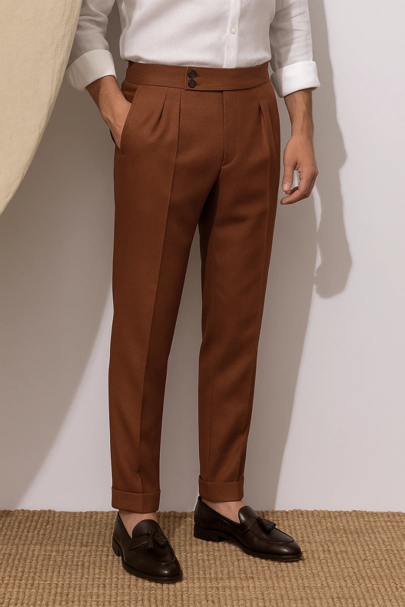 Men Rust Gurkha Pant | Tailored Business Wear Best Gift for Him 42