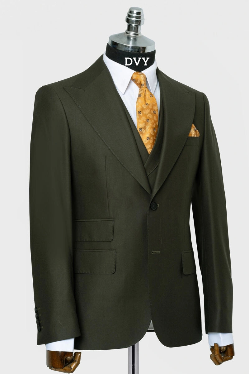 Tailored men's olive green blazer, ideal for office wear