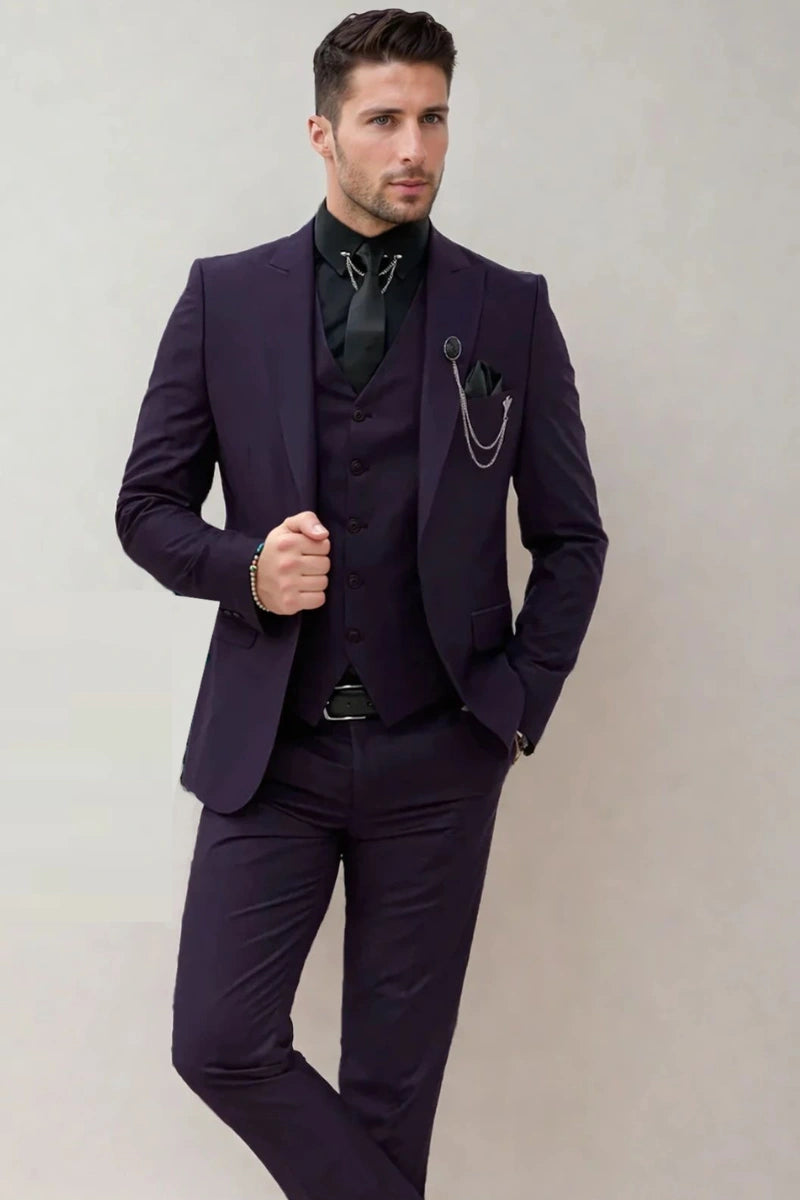 purple dress coat mens Mens Long Wool Trench Coat - Purple