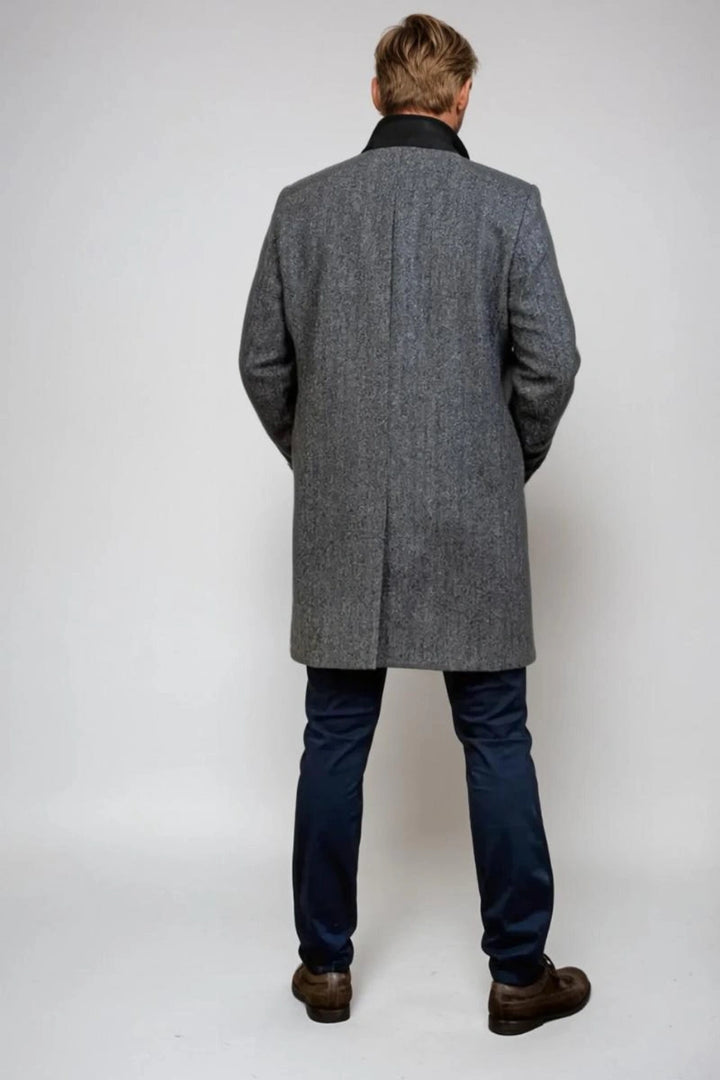 Grey Wool Overcoat for Men