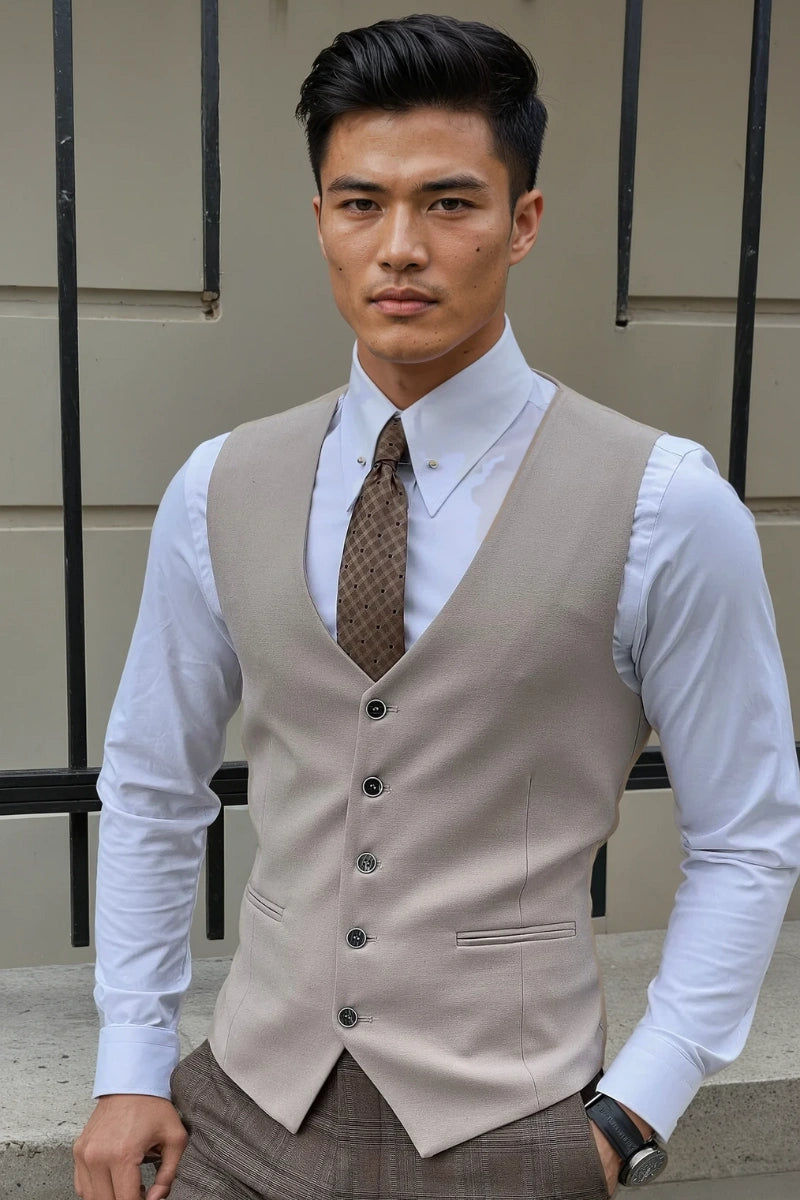 Men’s slim fit grey waistcoat with tailored design