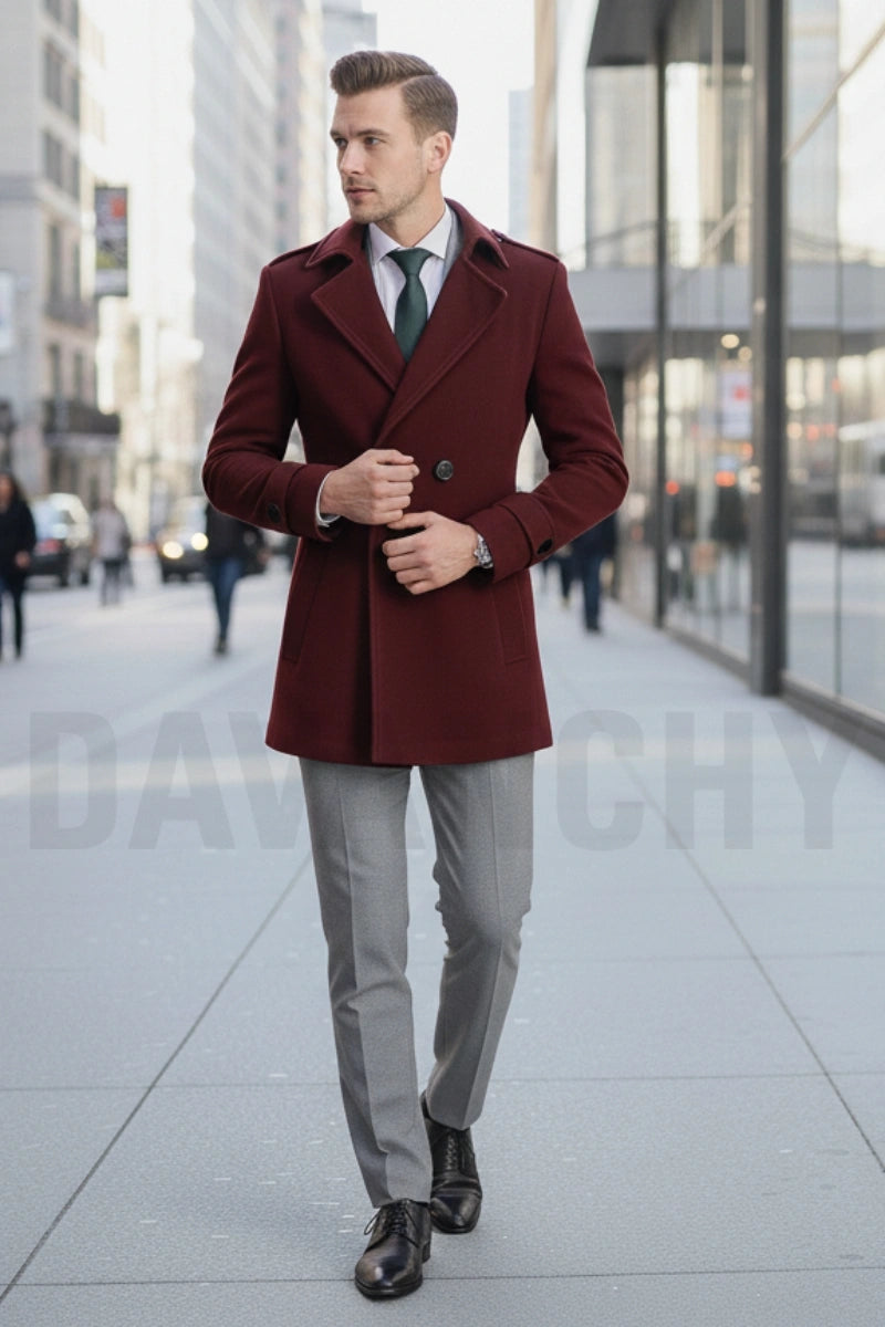Men Designer Pea Coat-Front