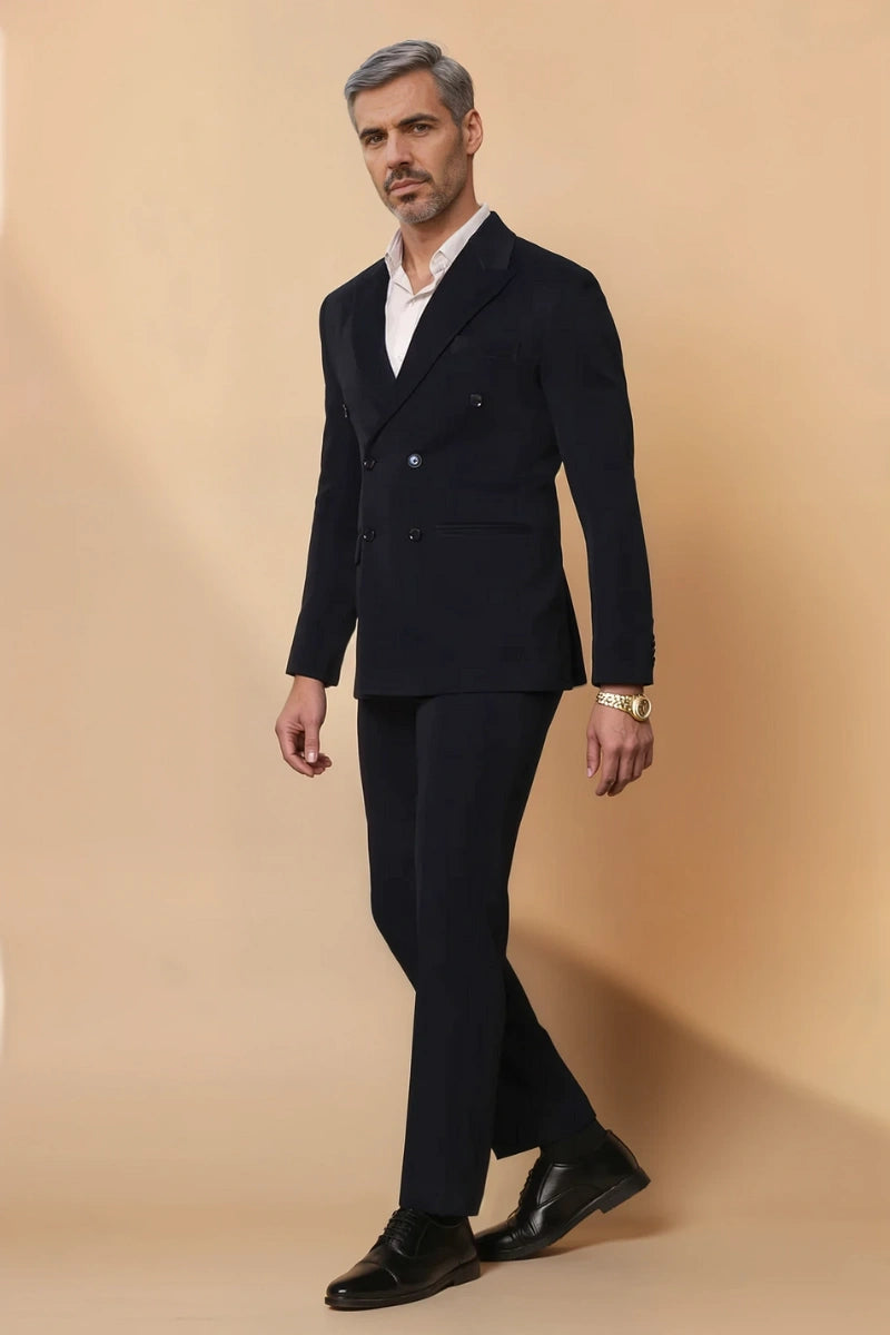 Elegant Navy Blue Two-Piece Suit for Men's Prom main image 0