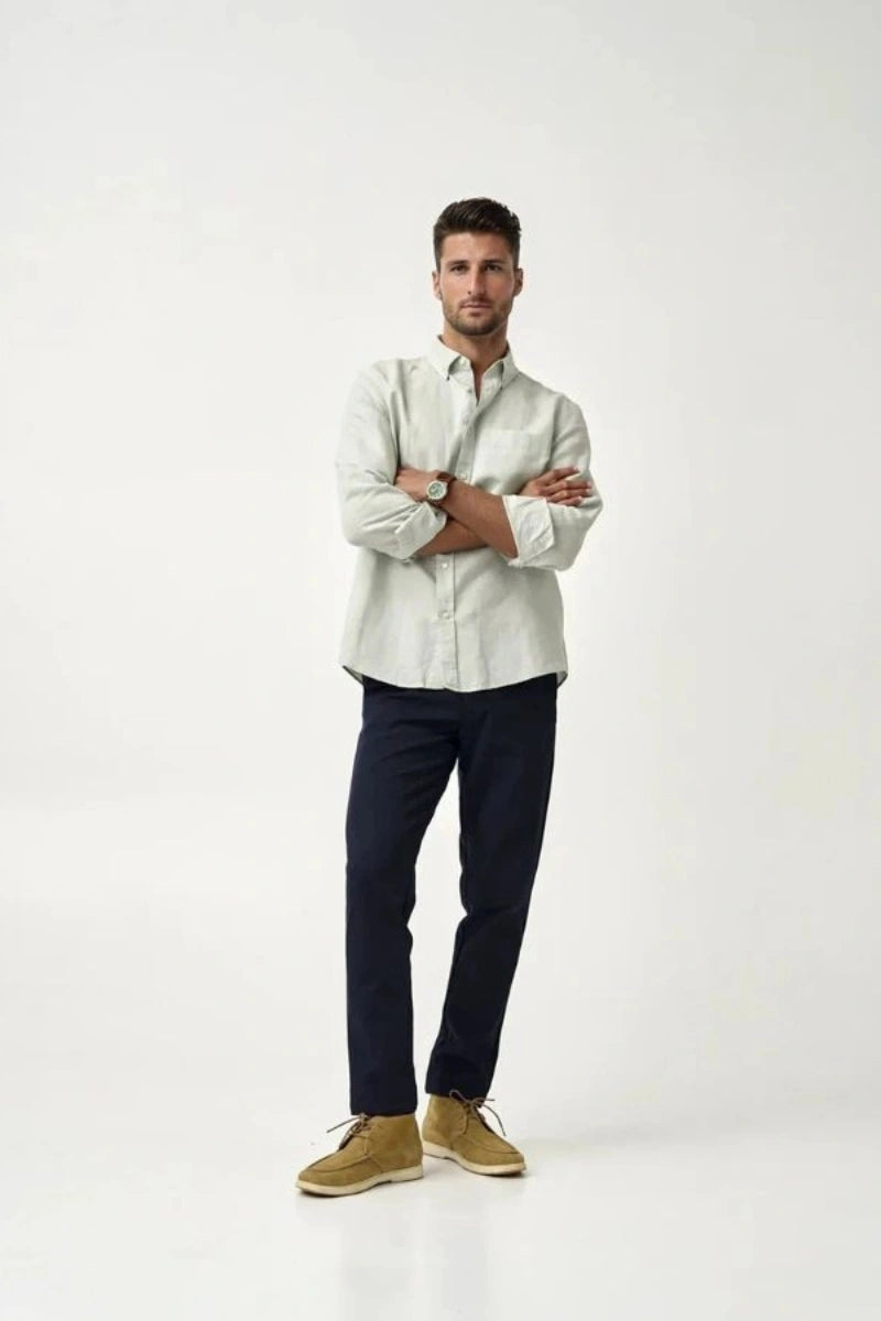 Men Navy Blue Regular Fit Formal Pant