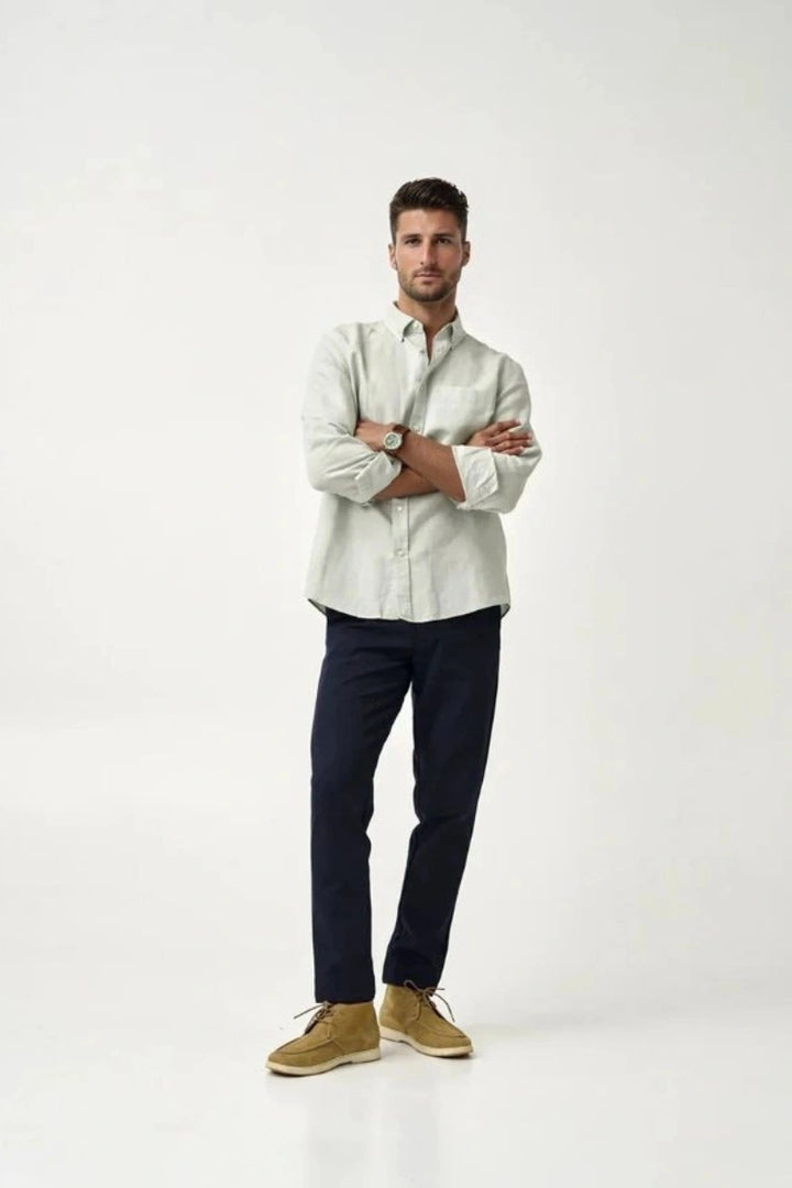 Men Navy Blue Regular Fit Formal Pant