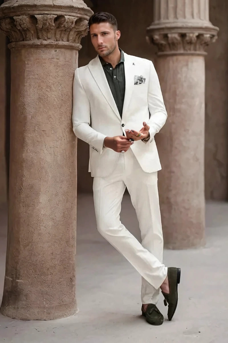 men off-white formal two piece suit