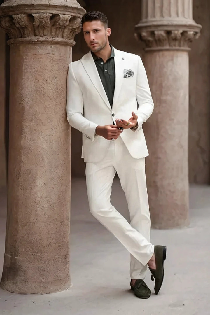 men off-white formal two piece suit