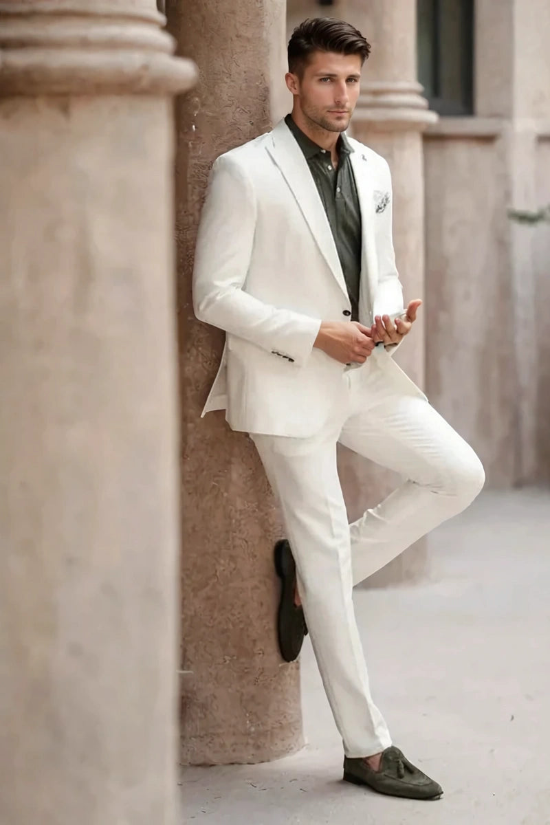 Men off-white two piece suit