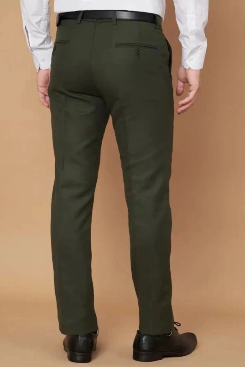 Men Olive Green Formal Pant