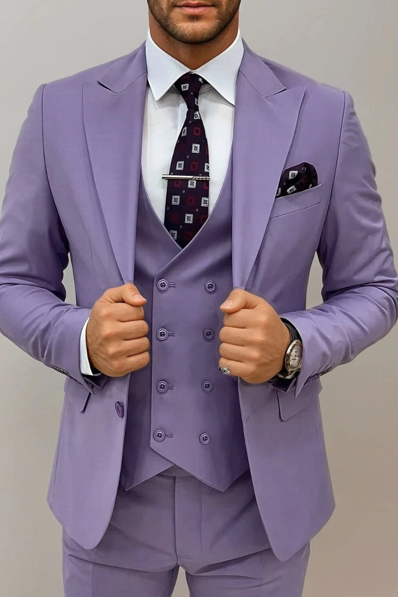Stylish lavender groom attire-Front