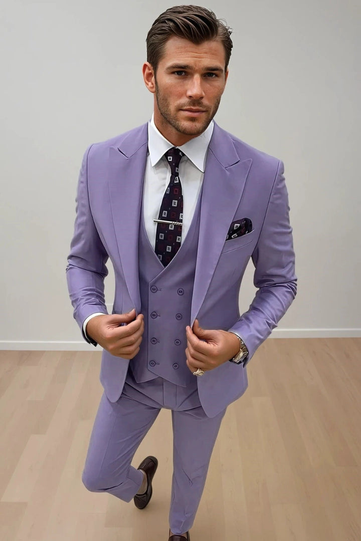 Men’s lavender three piece suit-Front