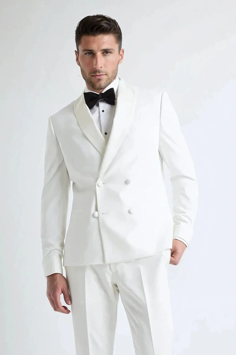 Men’s White Bespoke Two-Piece Suit-Front