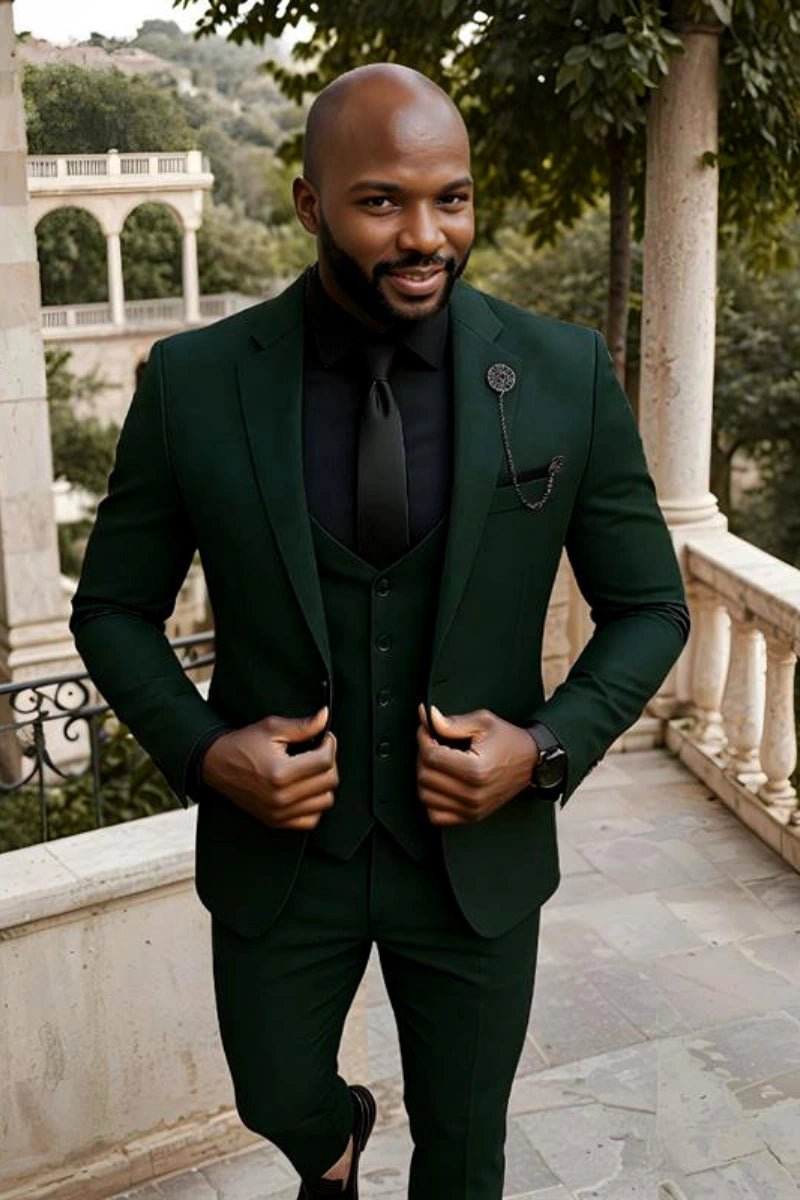 Emerald green three-piece men's formal suit