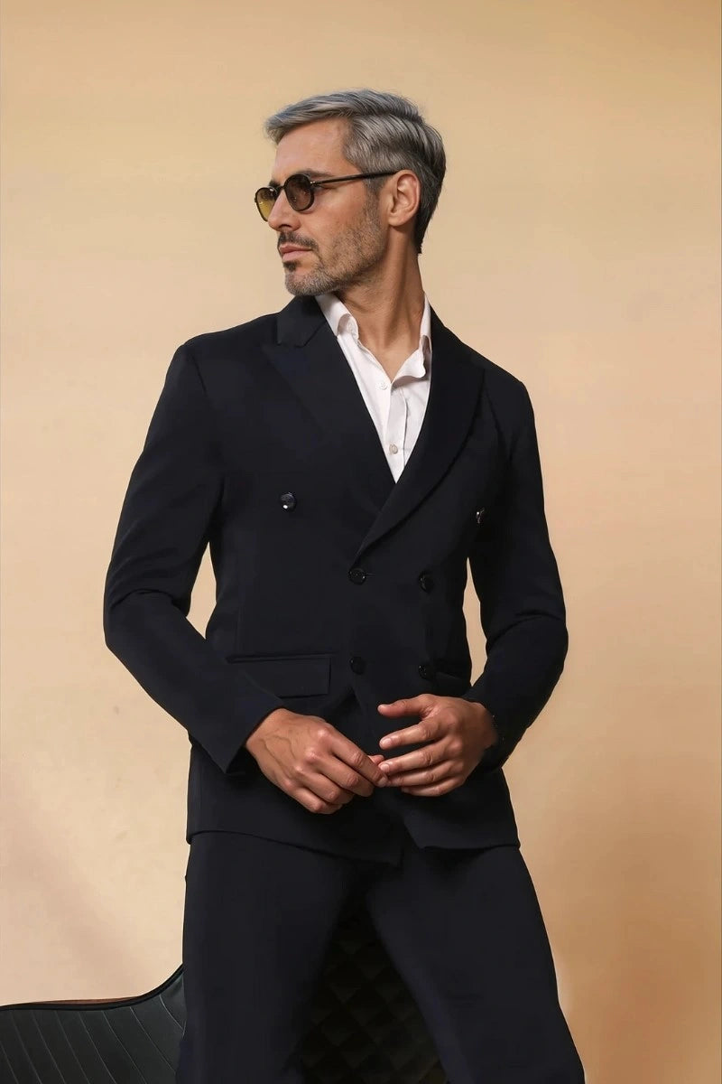 men formal navy blue two-piece suit