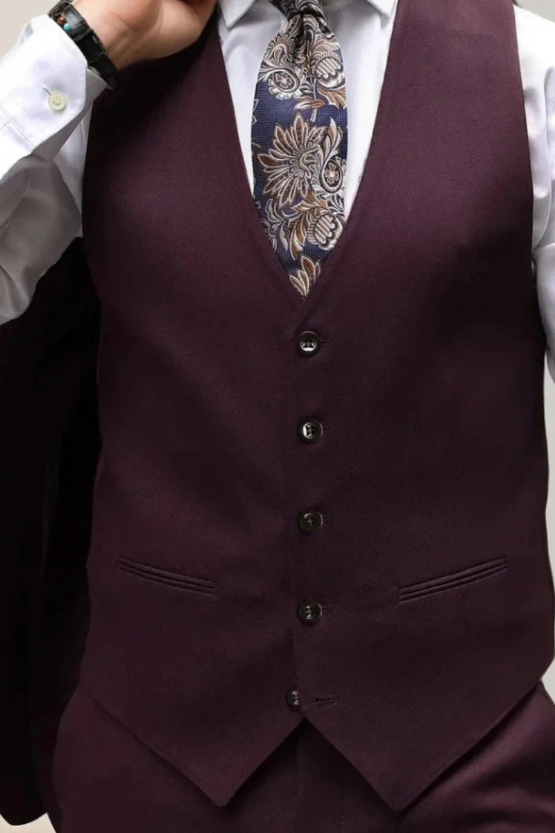 Stylish wine color waistcoat for men’s formal occasions