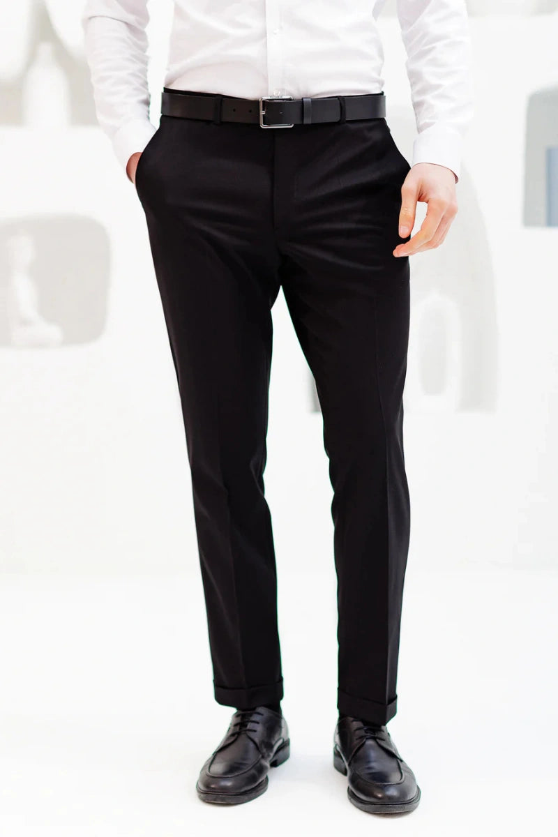 Men Black Slim Fit Formal Trouser