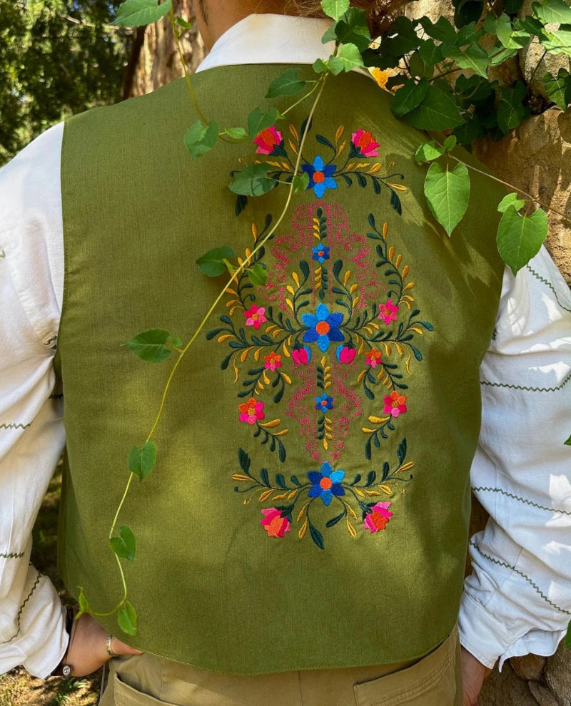 Stylish men’s designer waistcoat with floral embroidery