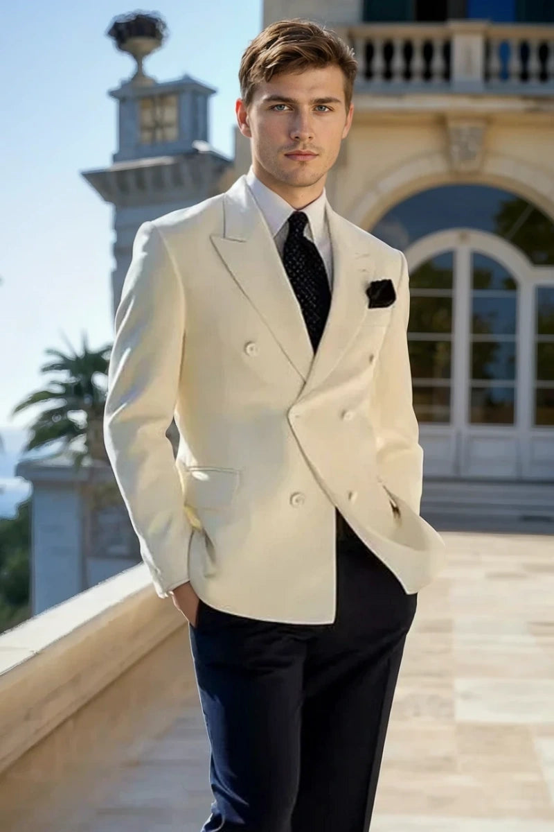 White double-breasted men's blazer