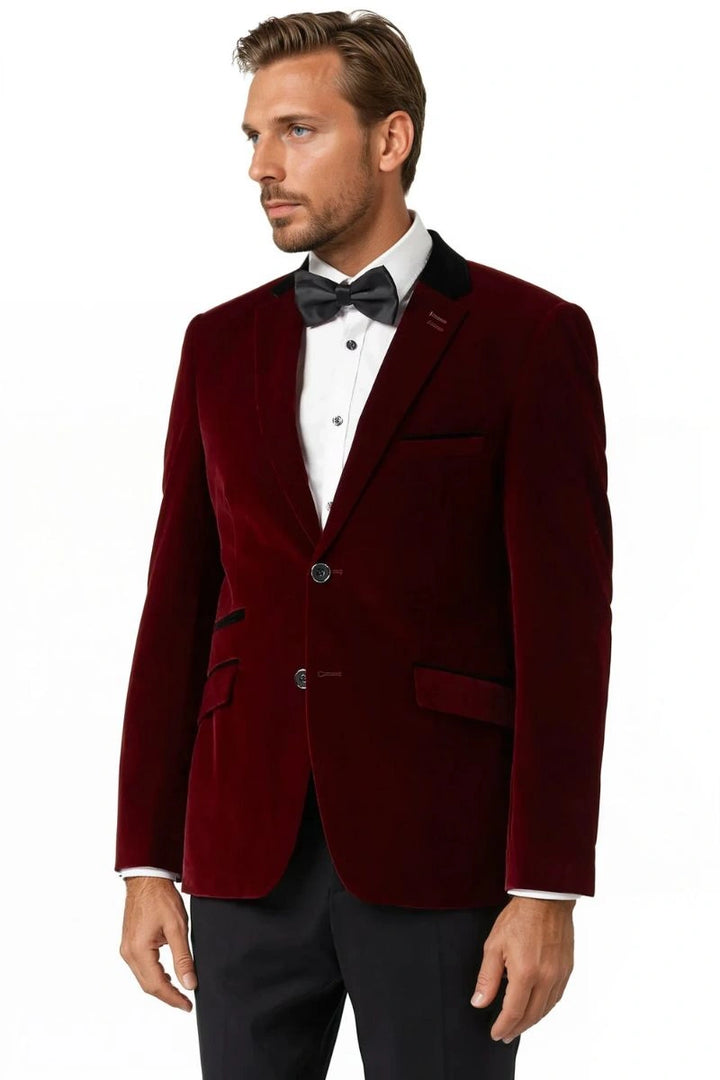 Men's wine velvet blazer for wedding and party wear