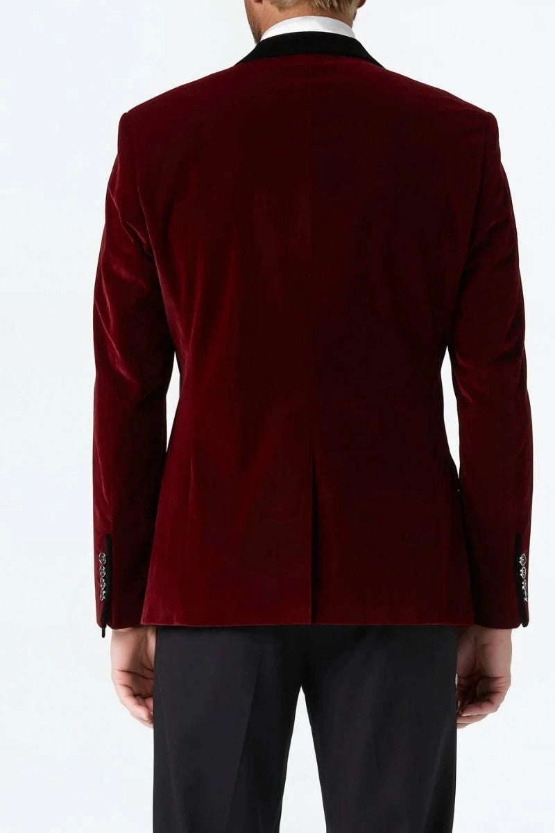 Men's wine velvet blazer for wedding and party wear