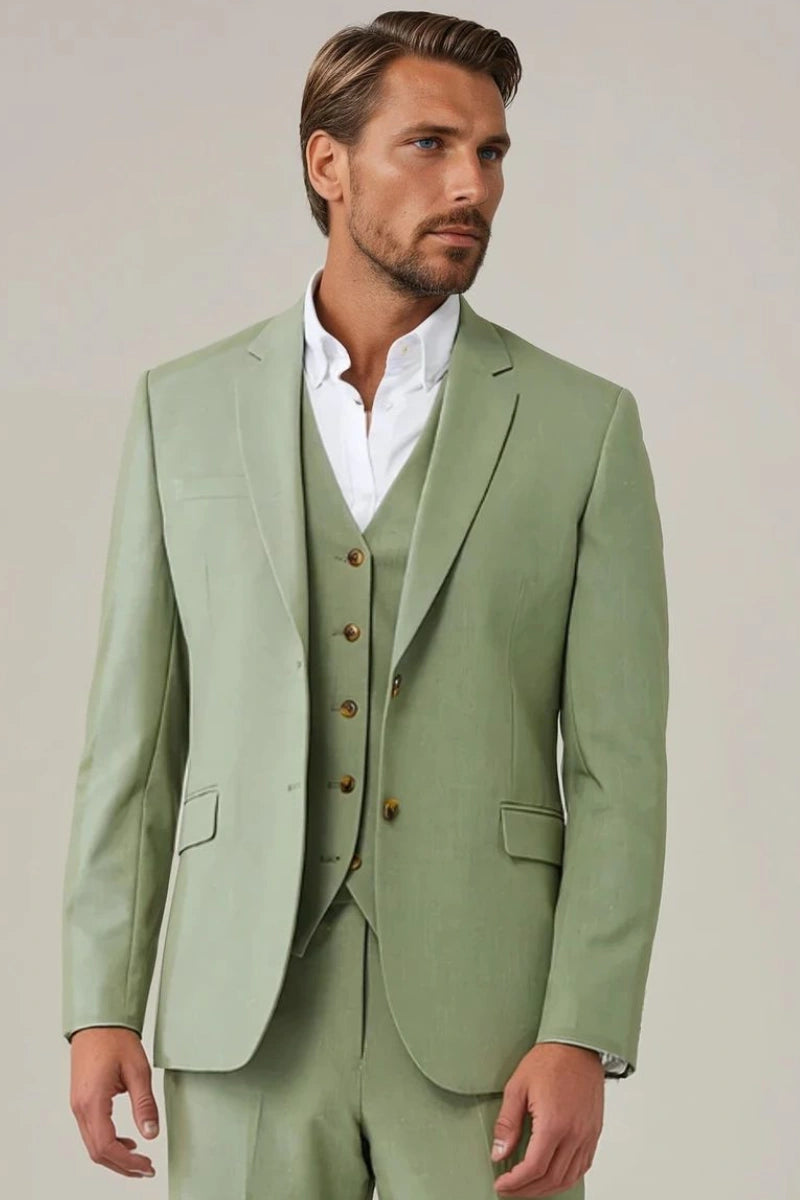 Men’s Classic Sage Green Suit-Front