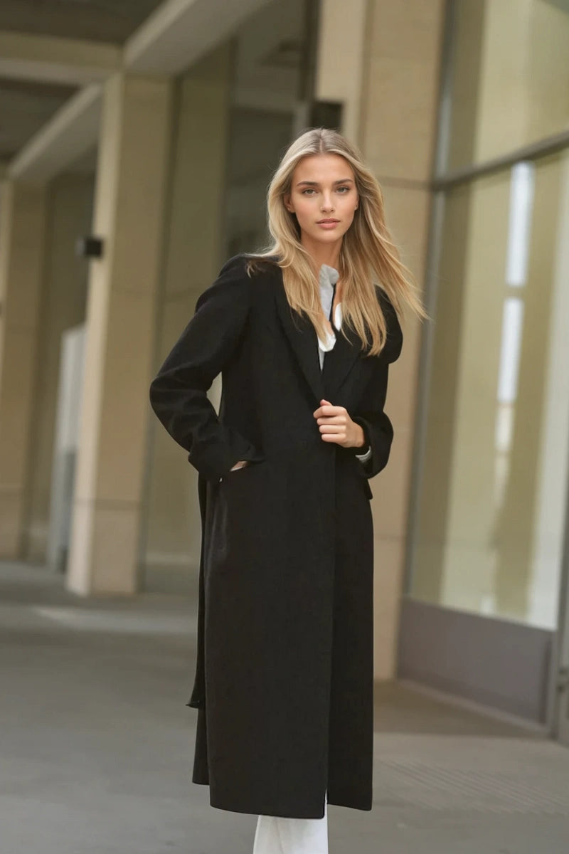 Black Trench Coat for Women – Trending Long Coat, Gift Idea – DAVANCHY