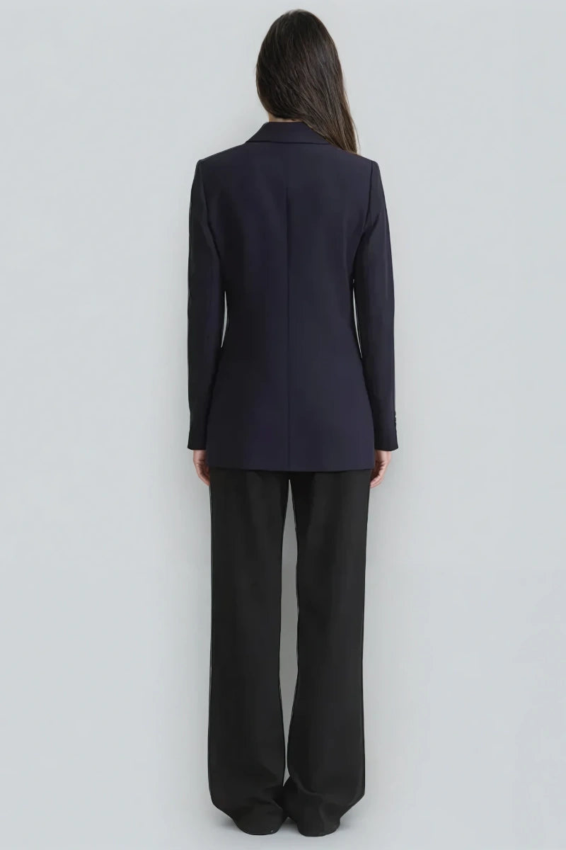 women formal blazer in navy blue color