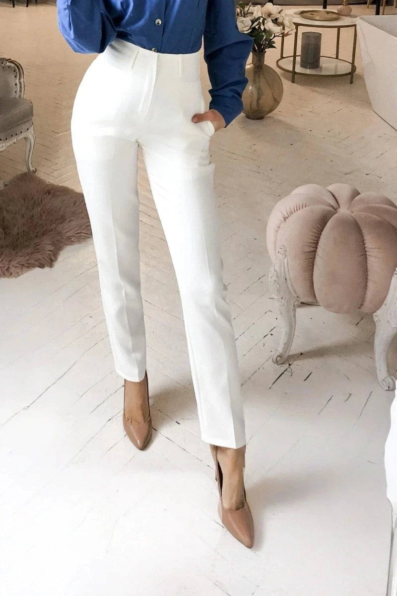 white dress pants for women Women’s White Formal Pant – Straight Fit Office And Business Wear XXL