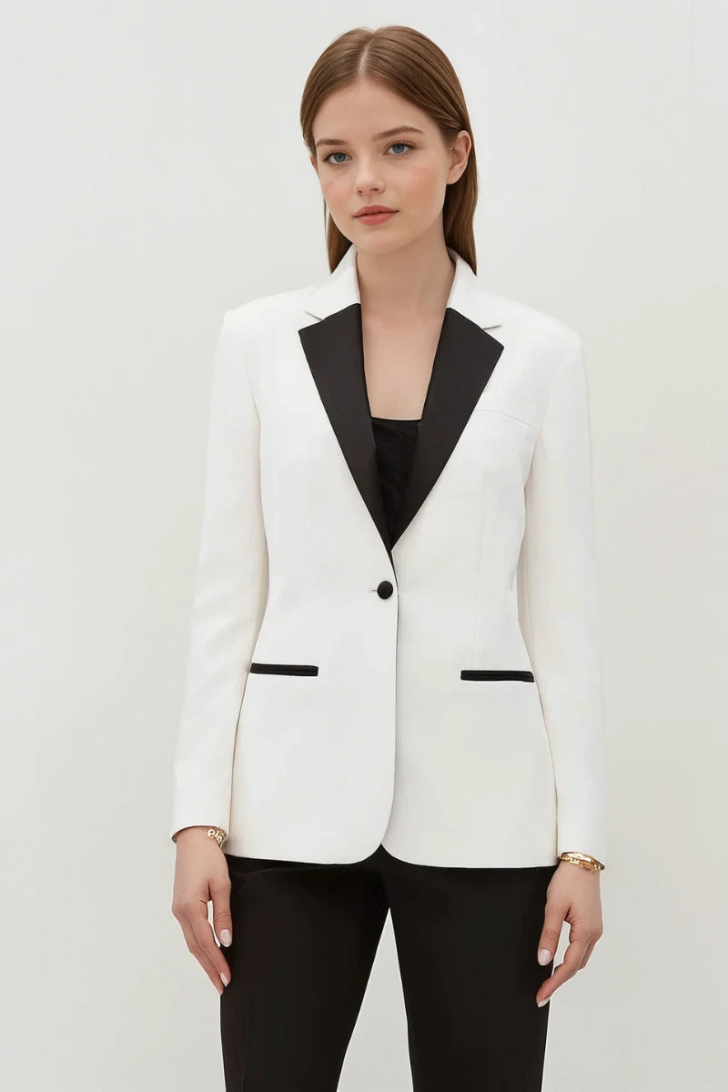 Women White Tuxedo Blazer