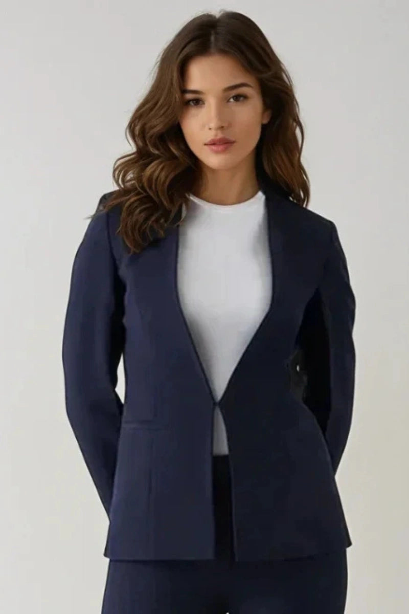 women’s blue blazer with two besom pockets