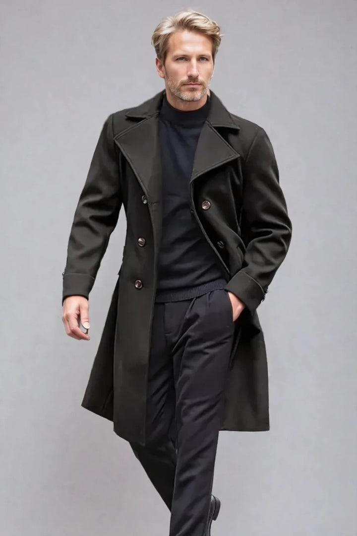 Long Black Trench Coat for Men