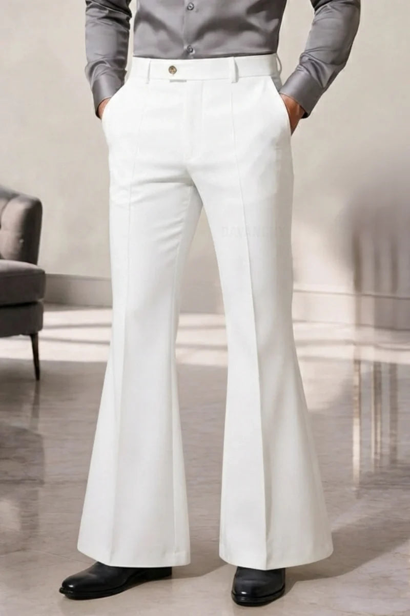 White High-Waist Flared Pants