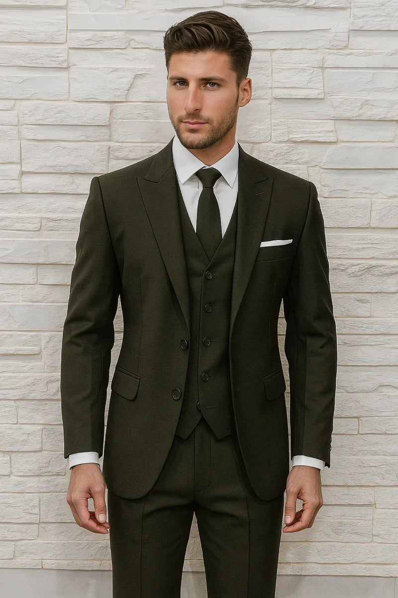 Olive Green Groomsmen Suit