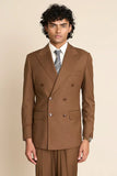 Men Double Breasted Brown Suit Formal Fashion Wedding Wear Classic Bespoke For Him