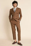 Men Double Breasted Brown Suit Formal Fashion Wedding Wear Classic Bespoke For Him