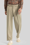 Men Beige Korean Style Trouser Plain Relaxed Fit Korean Pant DaVanchy